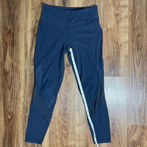 Athleta Leggings Blue Athletic Training Bottom Women Size Small Mesh Cutouts - Picture 5 of 8